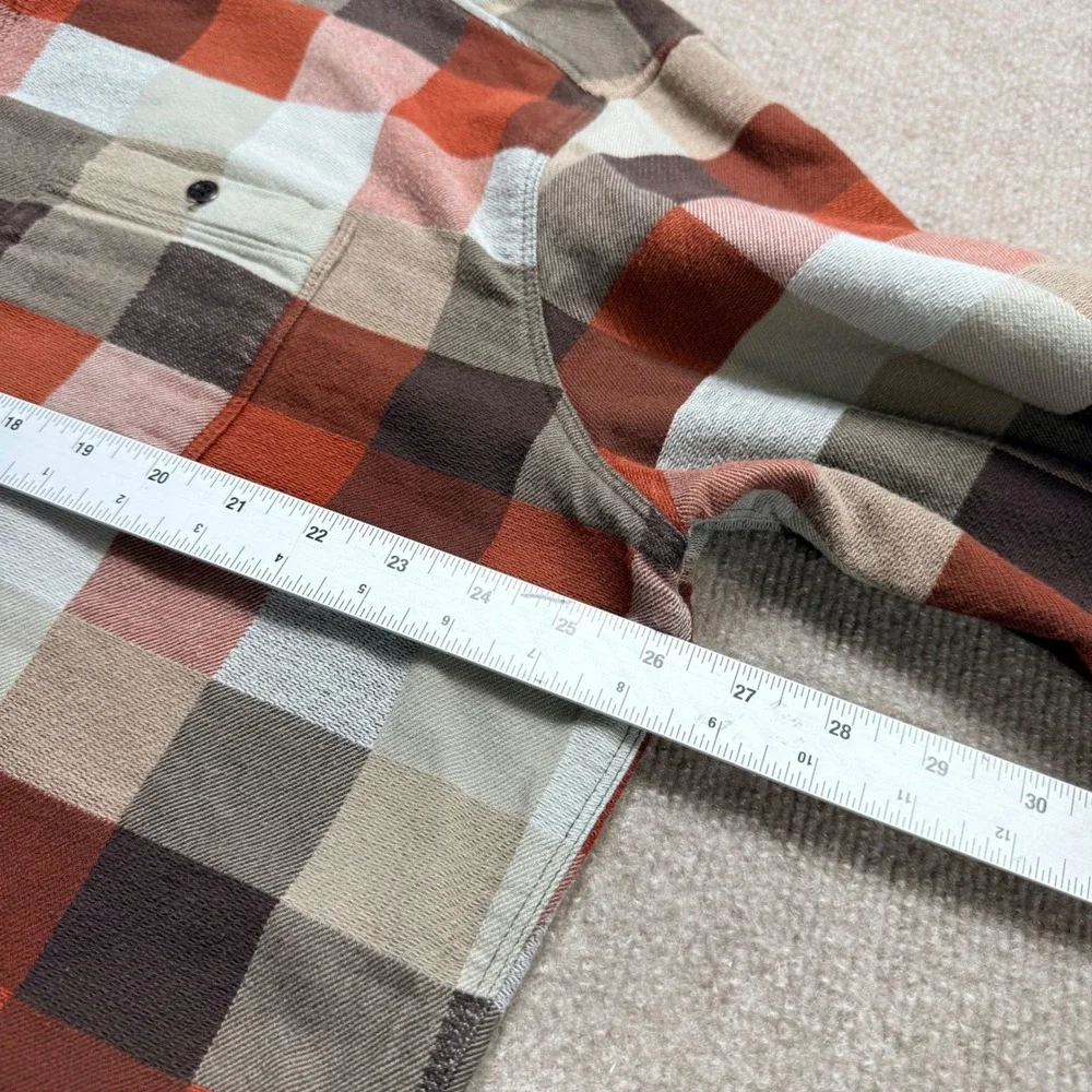 Kuhl Mens XXL Plaid Flannel Button Down Shirt Orange Brown Born In Mountains - Picture 7 of 10
